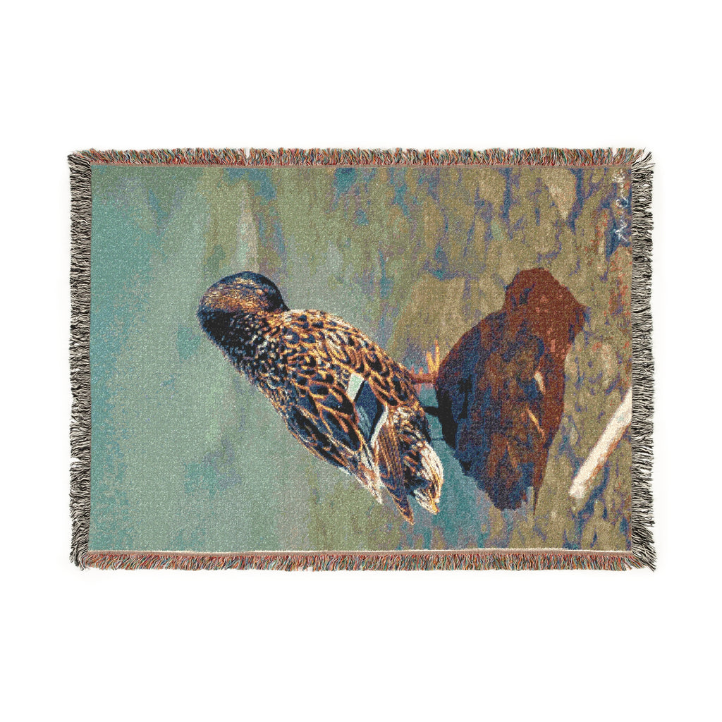 Cozy Duck Woven Blanket, Rustic Home Decor, Gift for Nature Lovers, Perfect for Picnics, Winter Warmth, Animal Lover's Gift (8310045147308)