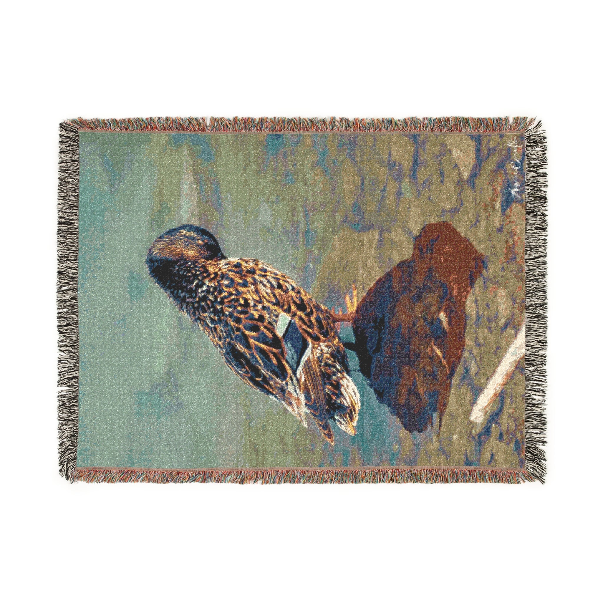 Cozy Duck Woven Blanket, Rustic Home Decor, Gift for Nature Lovers, Perfect for Picnics, Winter Warmth, Animal Lover's Gift (8310045147308)