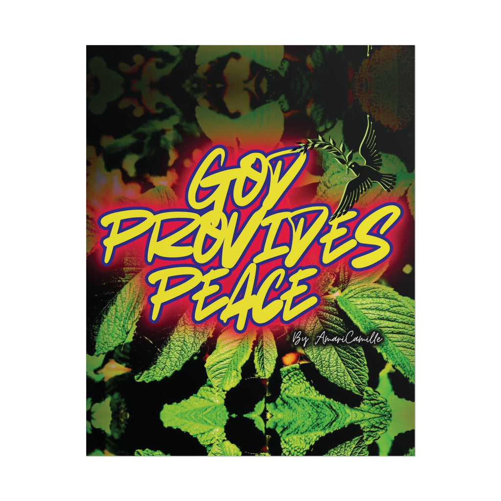 Rolled Poster — "God Provides Peace" Neon Botanical Art Print