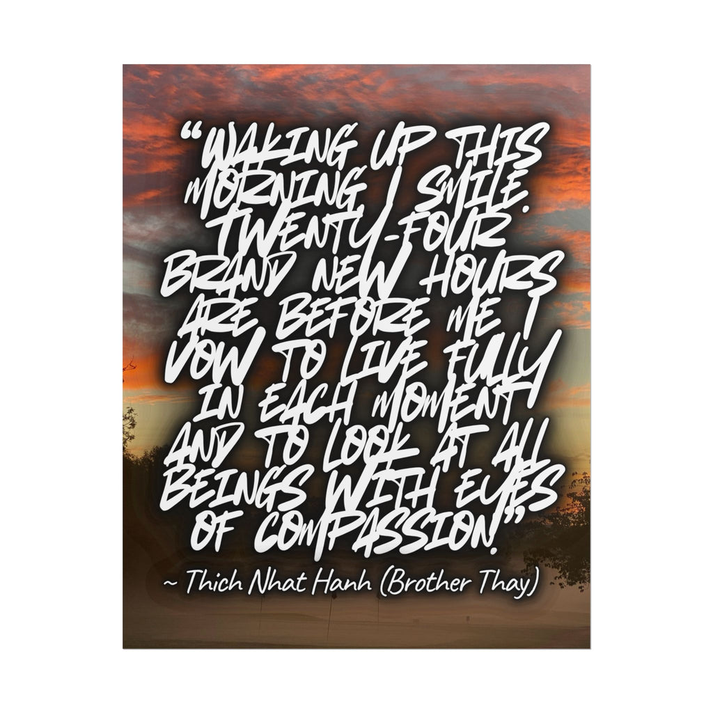 Rolled Poster — Thich Nhat Hanh Quote "I Vow to Live Fully" Sunset Wall Art