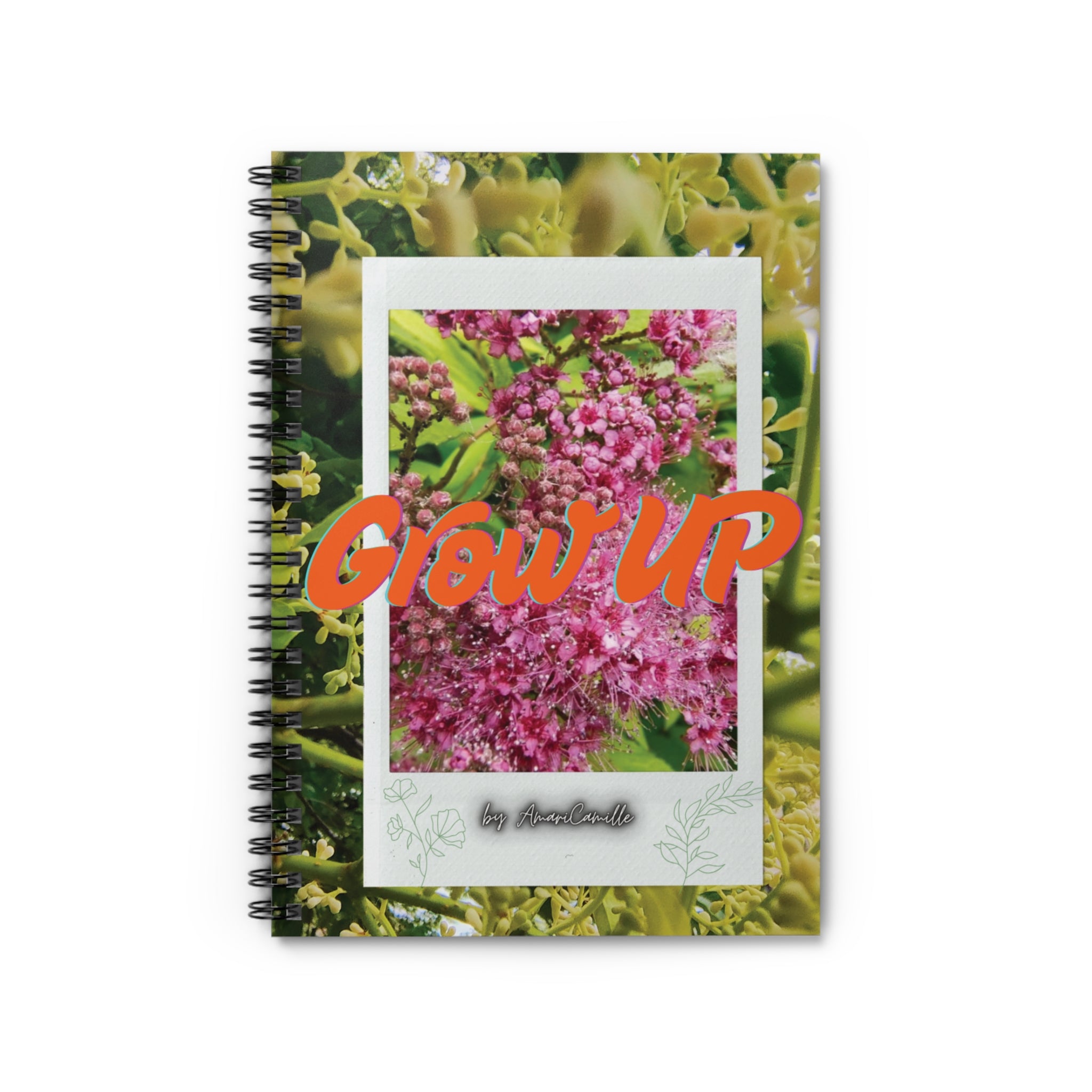 'Grow Up' Floral Spiral Notebook - Ruled Line (8267185127596)