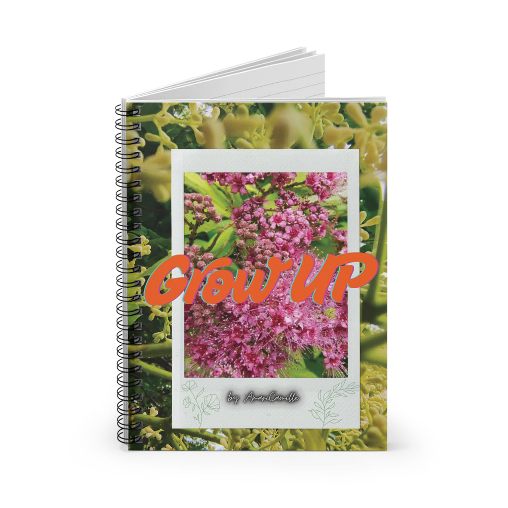 'Grow Up' Floral Spiral Notebook - Ruled Line (8267185127596)
